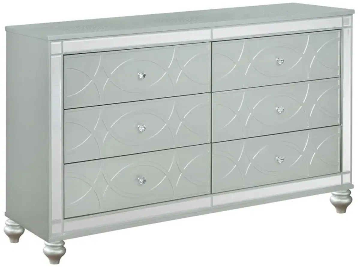 Gunnison - 6-Drawer Dresser - Silver Metallic