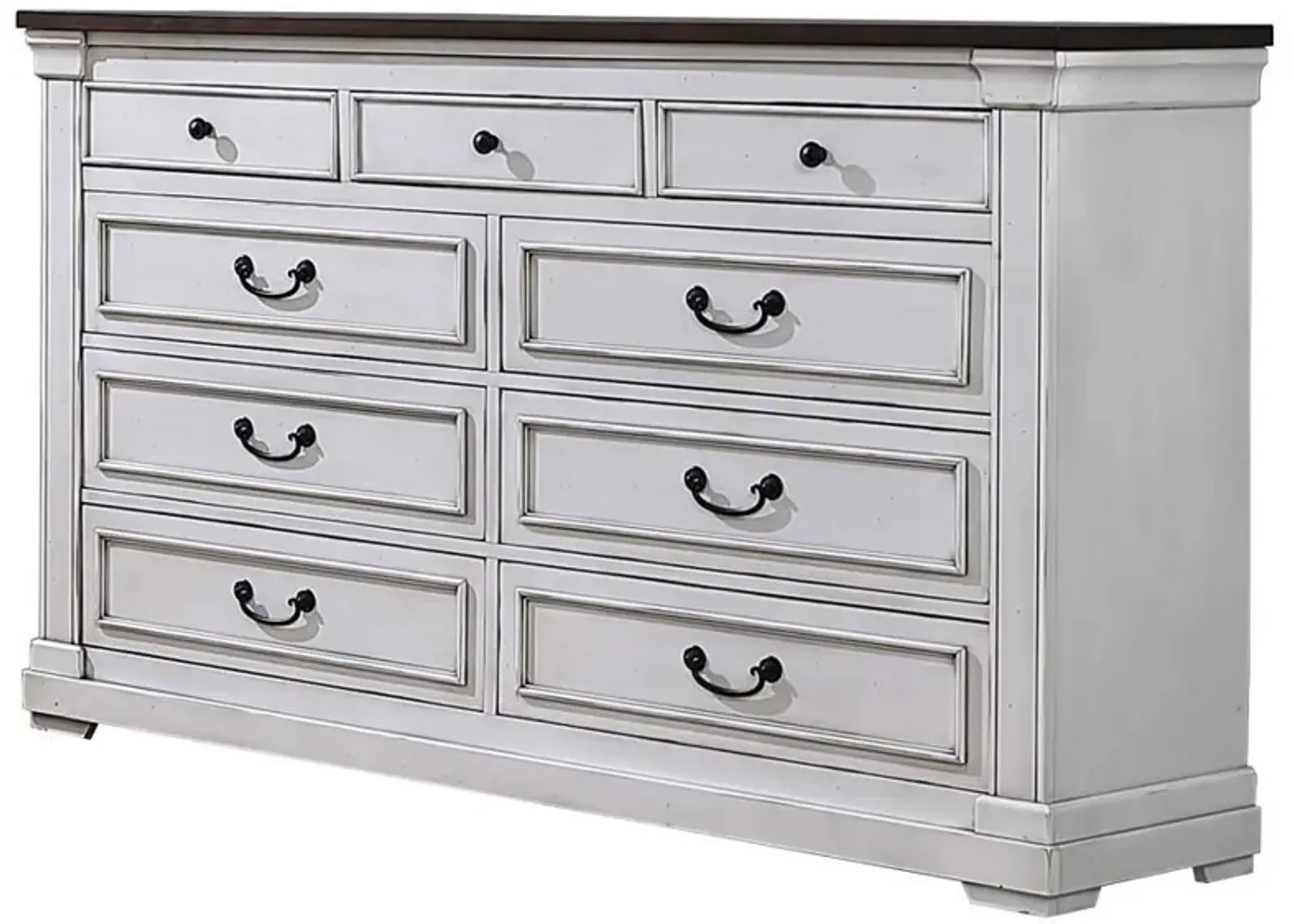 Hillcrest - 9-Drawer Dresser - Distressed White