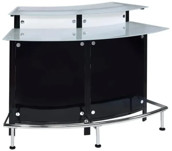 Keystone - Curved Glass Top Home Bar Wine Cabinet - Black