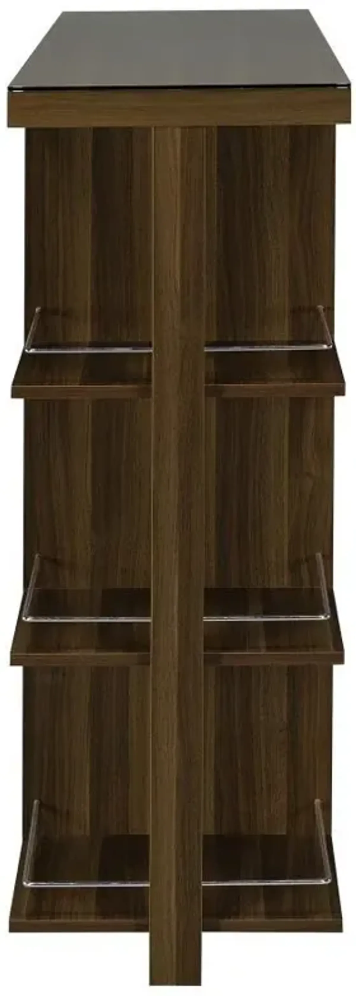 Evelio - 6-Shelf Glass Top Home Bar Wine Cabinet - Walnut