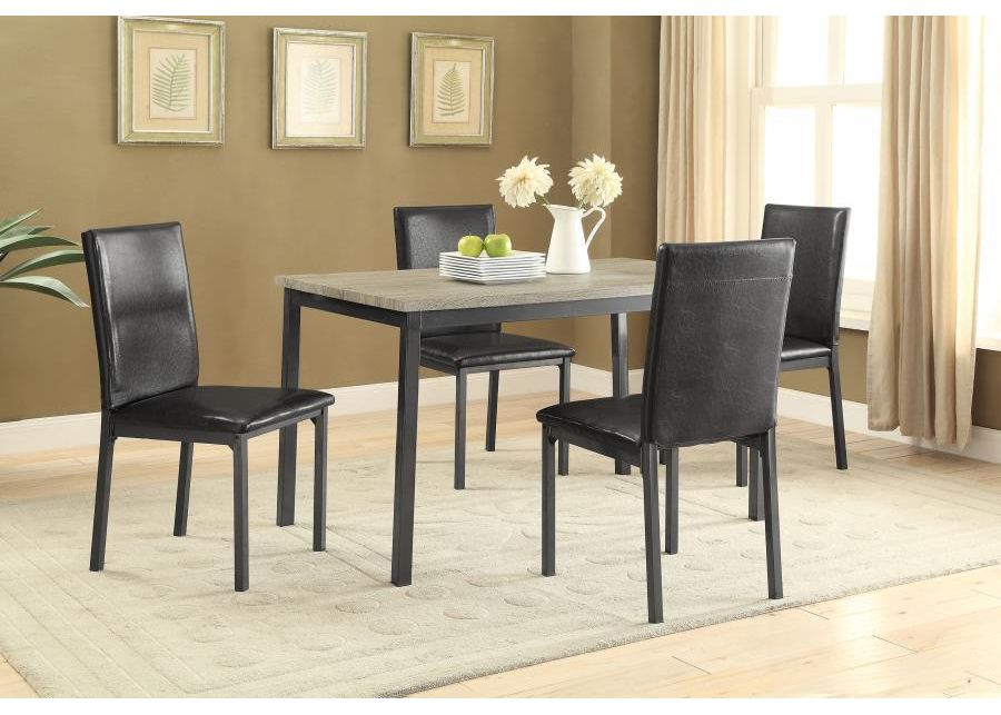 Garza - 5 Piece Dining Room Set - Weathered Gray And Black