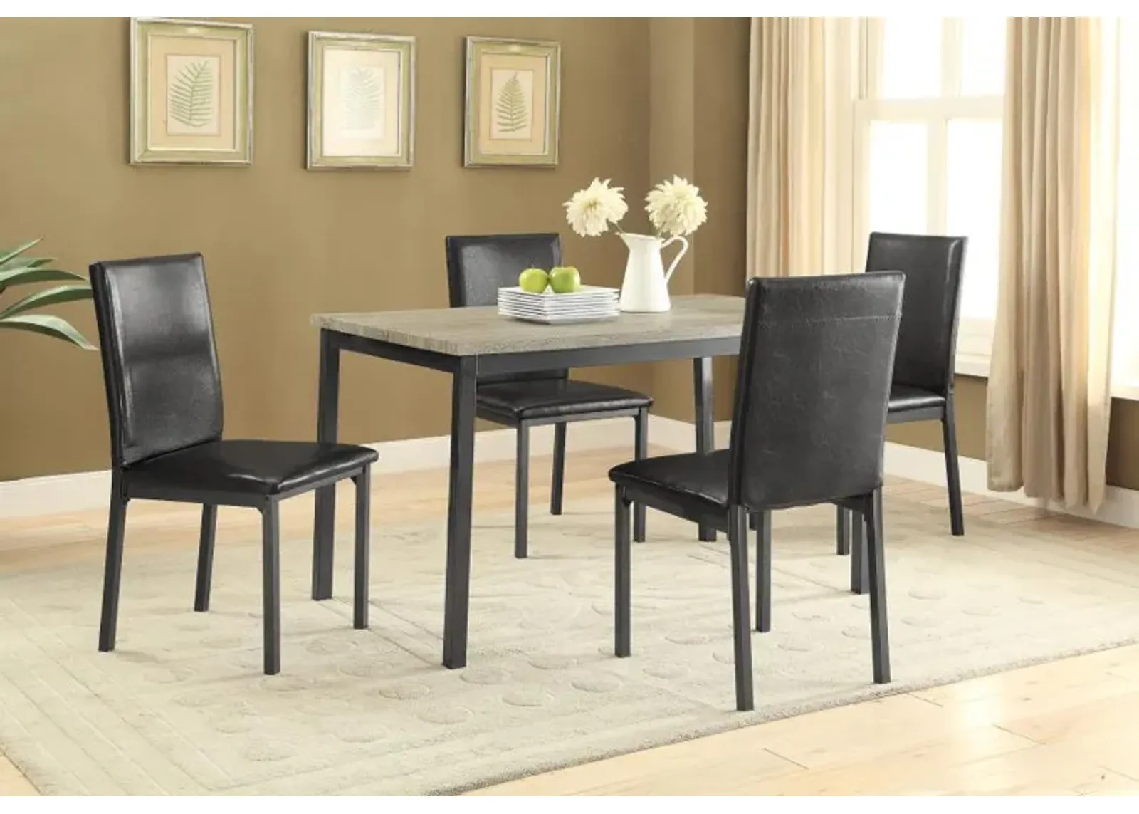 Garza - 5-Piece Rectangular Dining Table Set - Black