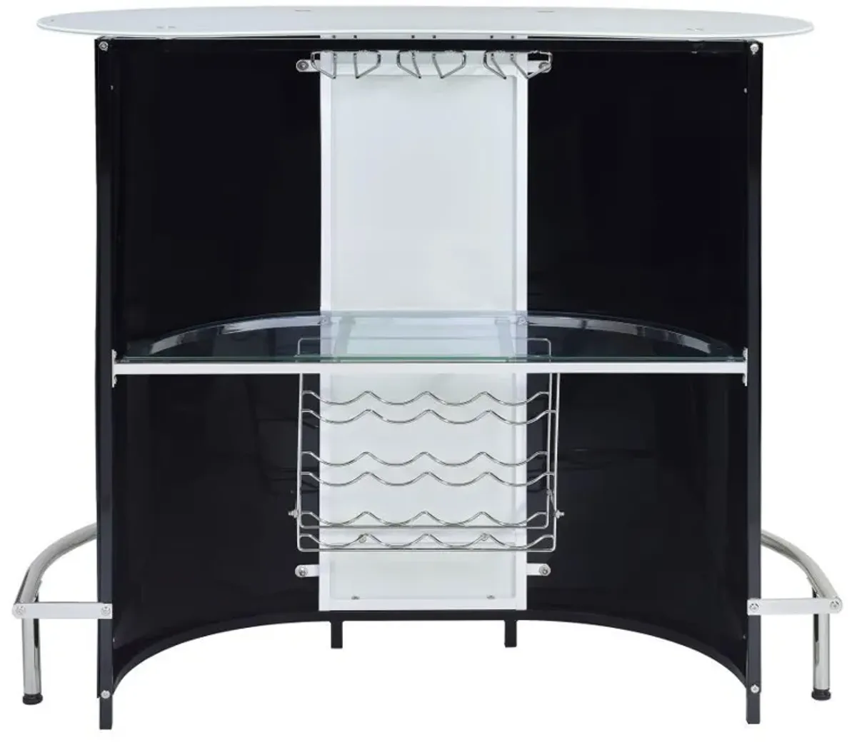 Lacewing - Curved Glass Top Home Bar Wine Cabinet - Black