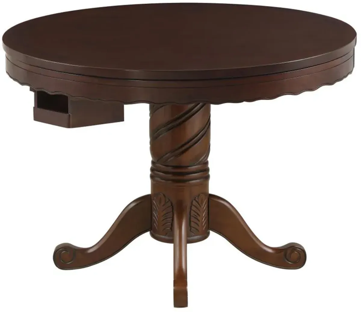 Turk - Round Dining And Billiard Poker Game Table - Tobacco