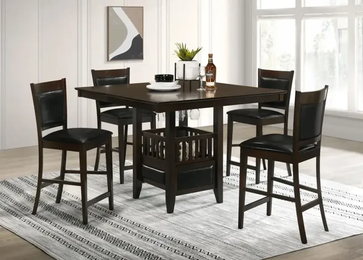 Jaden - 5 Piece Square Counter Height Dining Set - Espresso