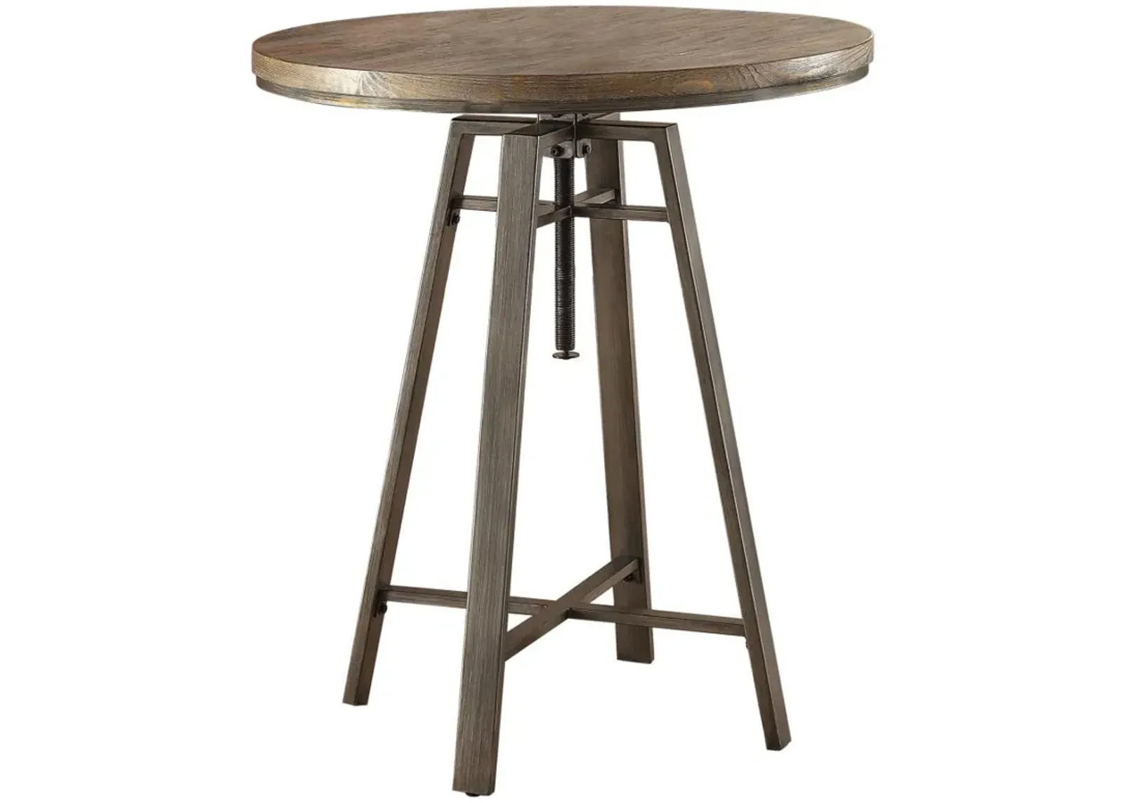 Bartlett - Round Adjustable Bar Table - Brushed Nutmeg