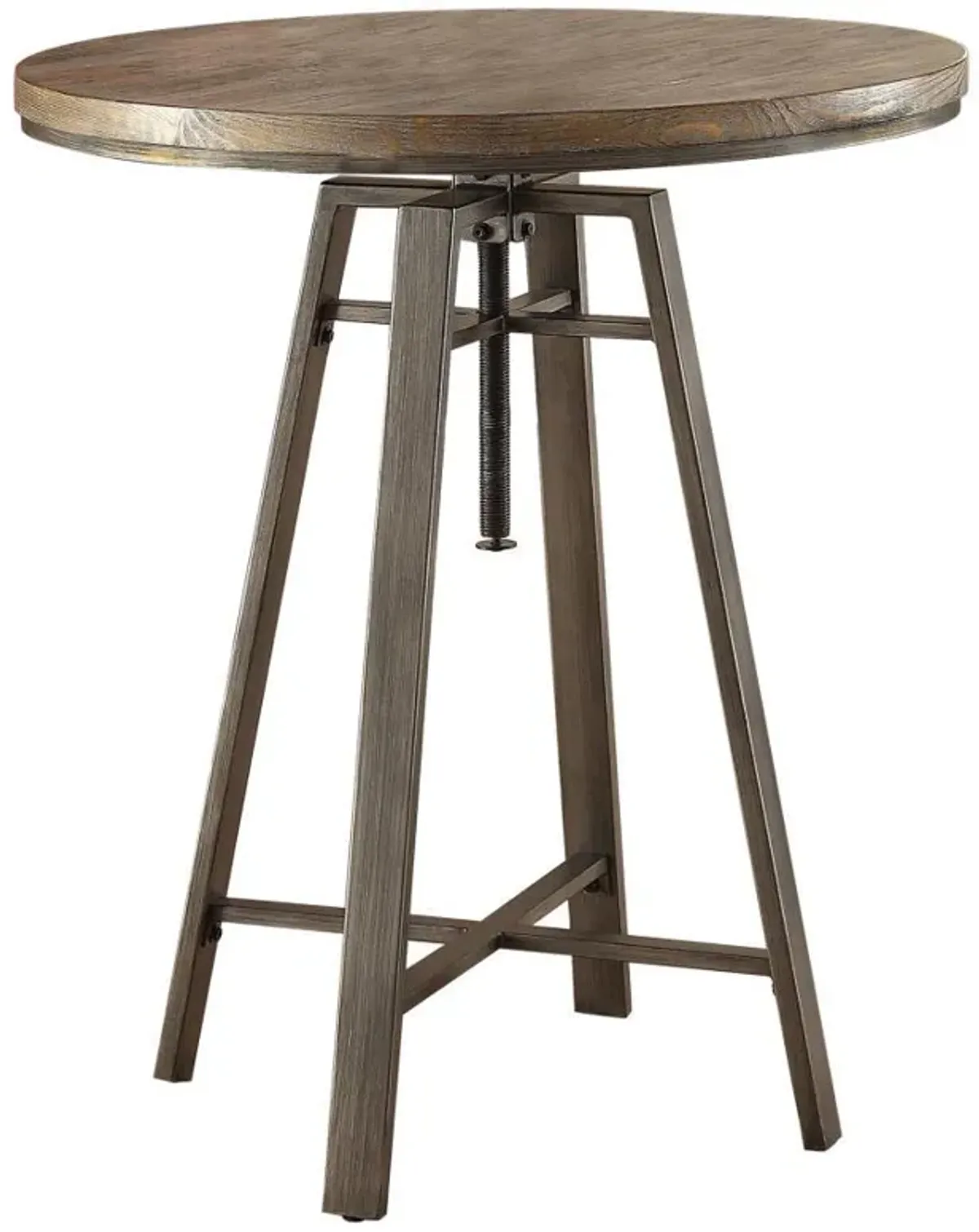 Bartlett - Round Adjustable Bar Table - Brushed Nutmeg