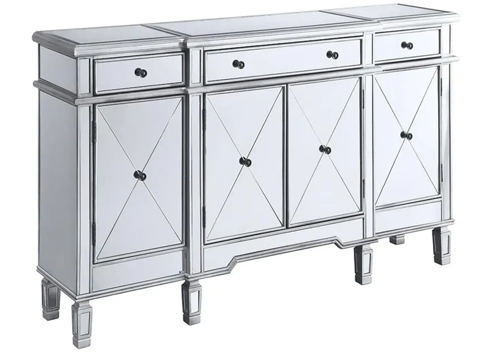 Aconitum - 4 Door Mirrored Storage Accent Cabinet - Silver