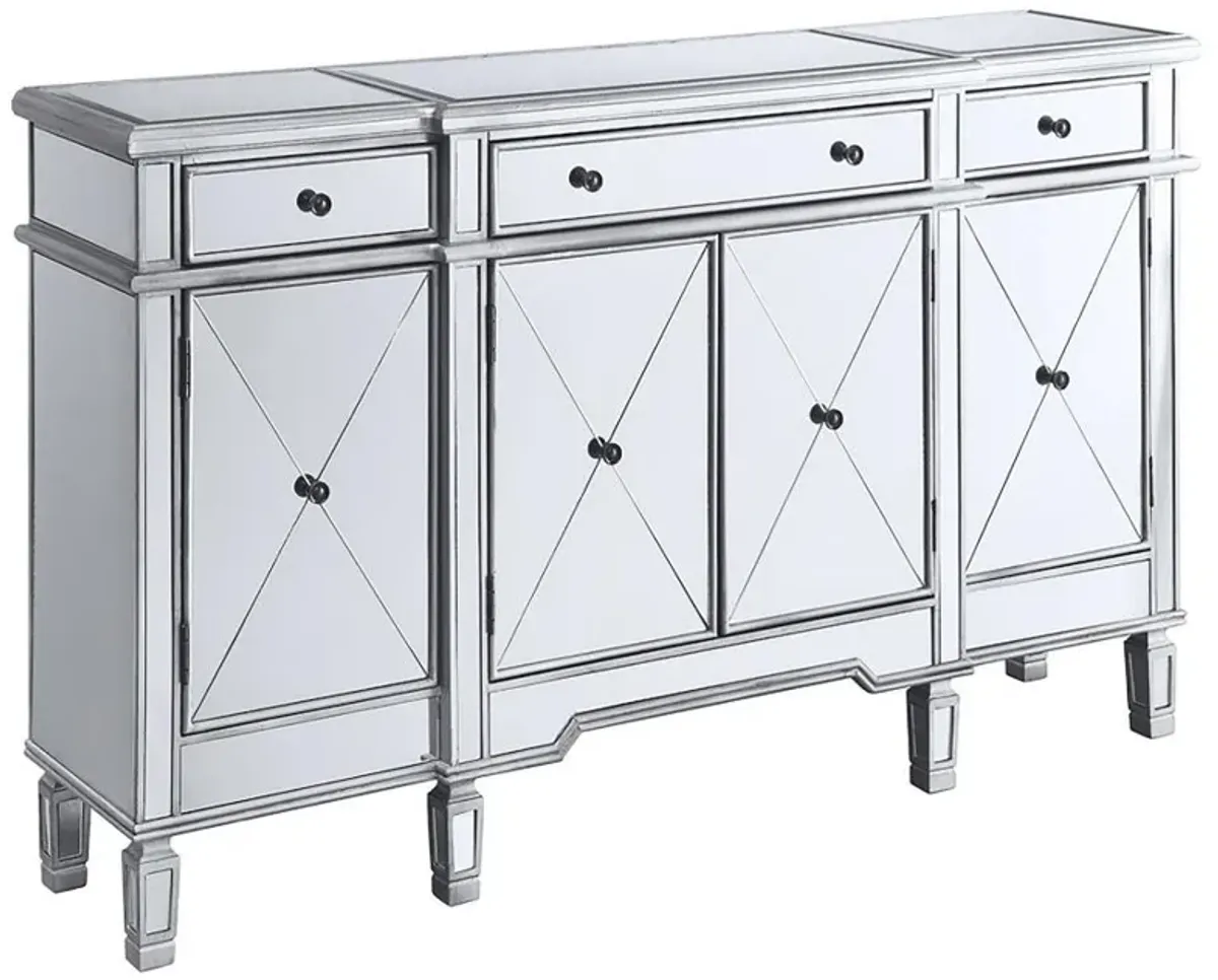 Aconitum - 4 Door Mirrored Storage Accent Cabinet - Silver