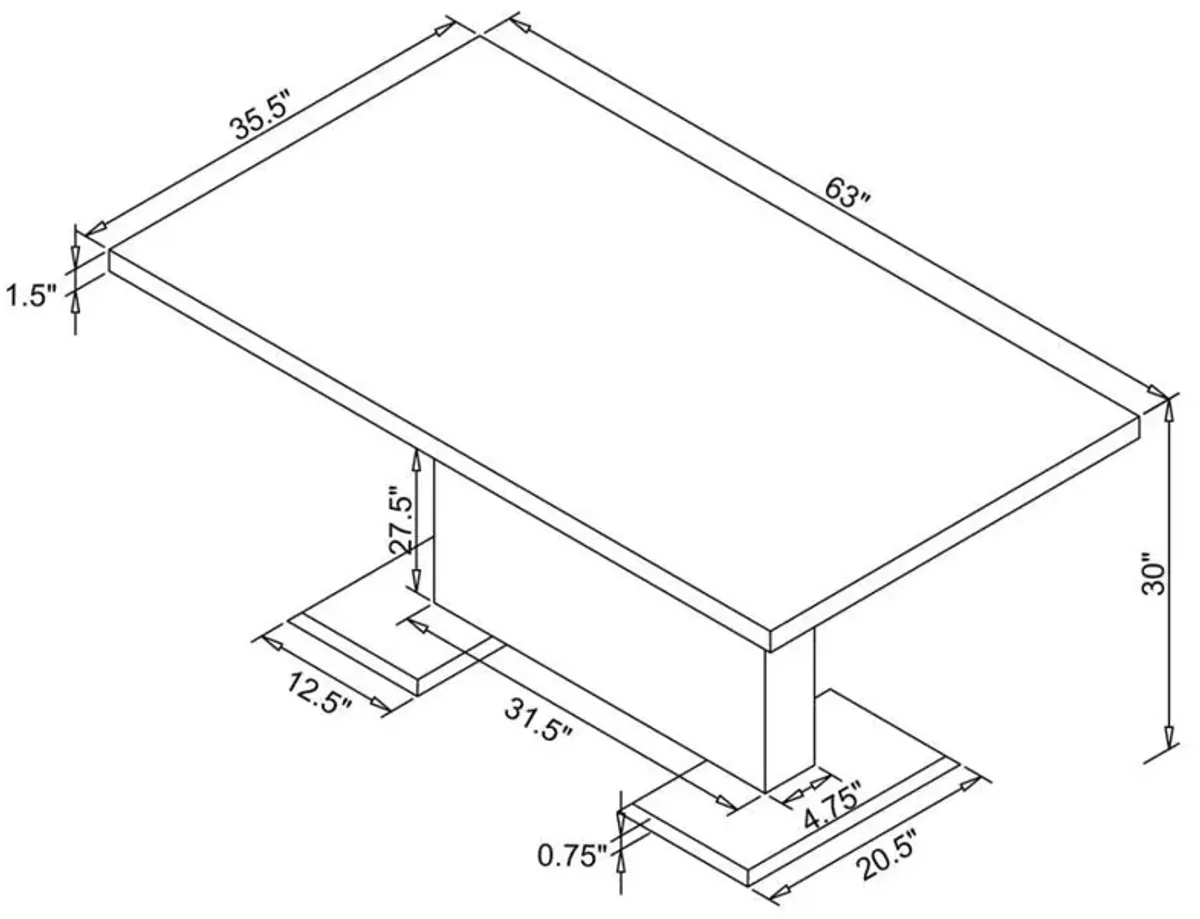 Anges - Rectangular Dining Table - White High Gloss