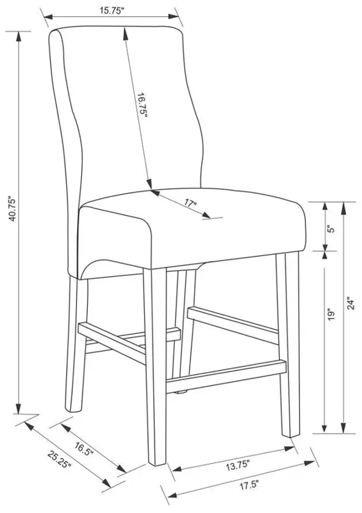 Mulberry - Fabric Upholstered Counter Chair (Set of 2) - Gray