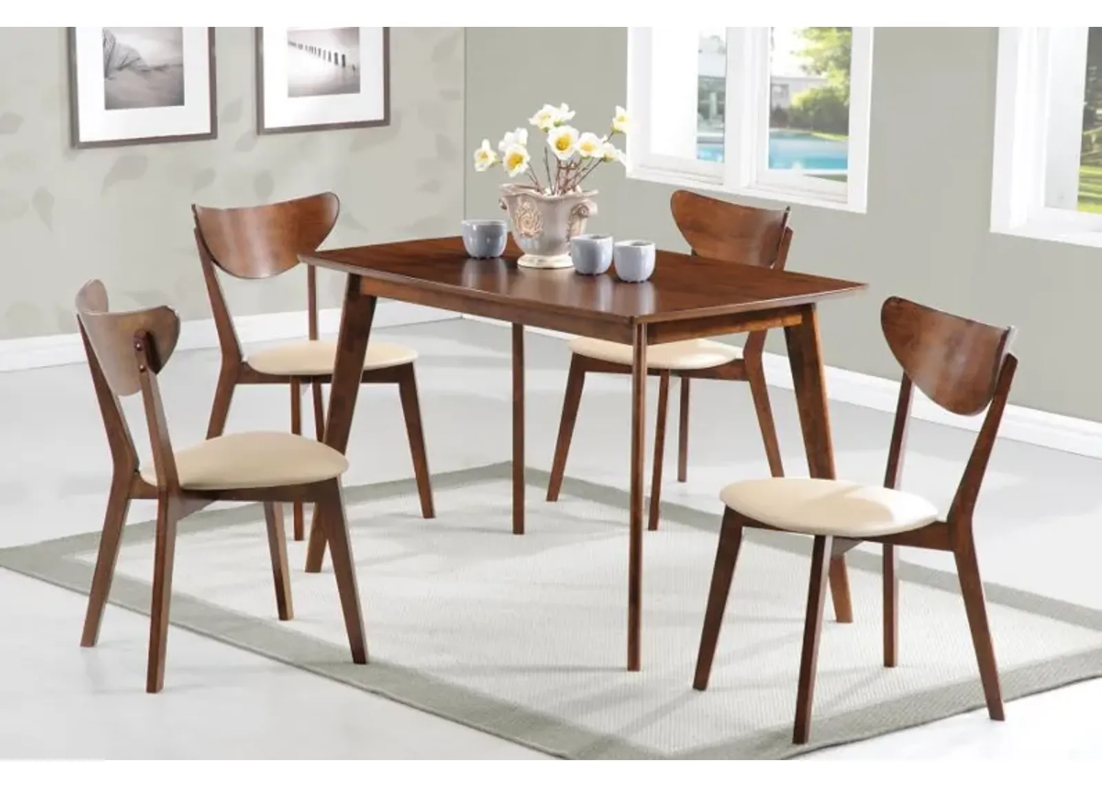 Kersey - 5 Piece Rectangular Dining Table Set - Chestnut