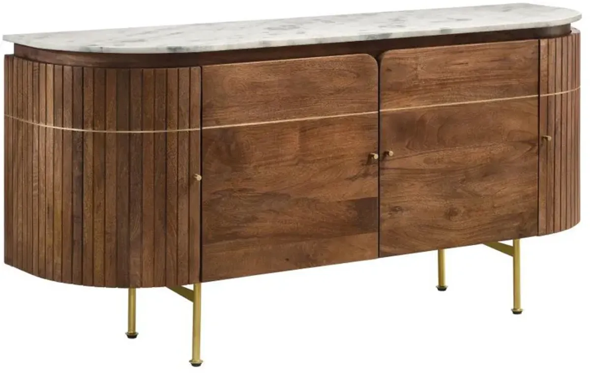 Ortega - 4 Door Marble Top Sideboard Buffet Cabinet - Natural