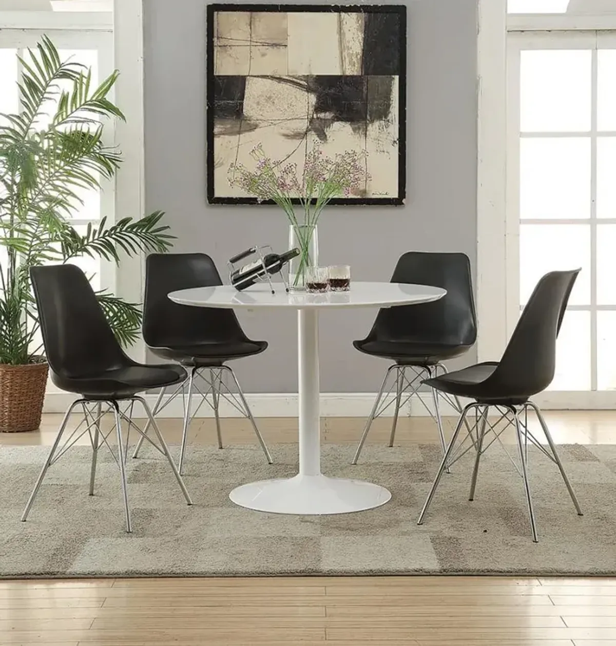 Lowry - Round Wood Top Dining Table - White