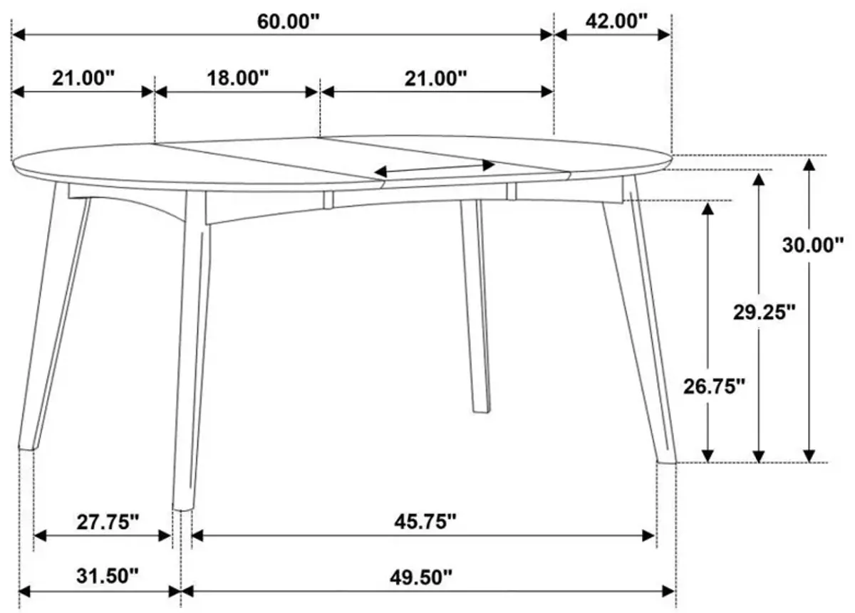 Jedda - 5 Piece Oval Dining Table Set - Dark Walnut