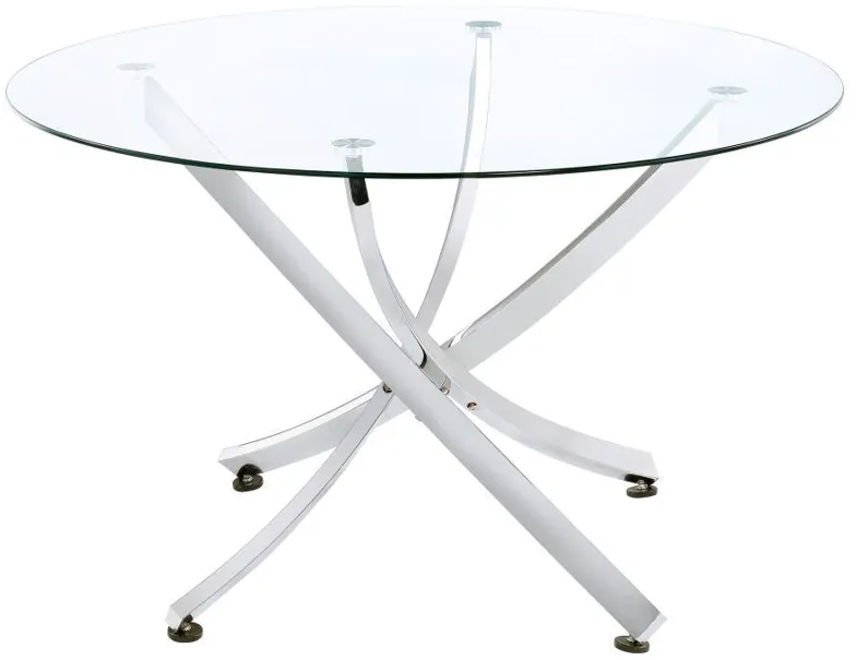 Beckham - 5 Piece Round Dining Set - Chrome And White