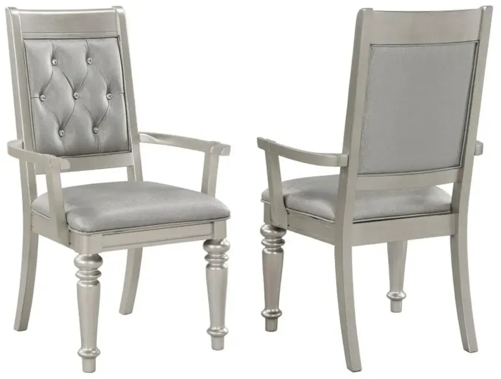 Bling Game - Dining Arm Chair (Set of 2) - Metallic Platinum