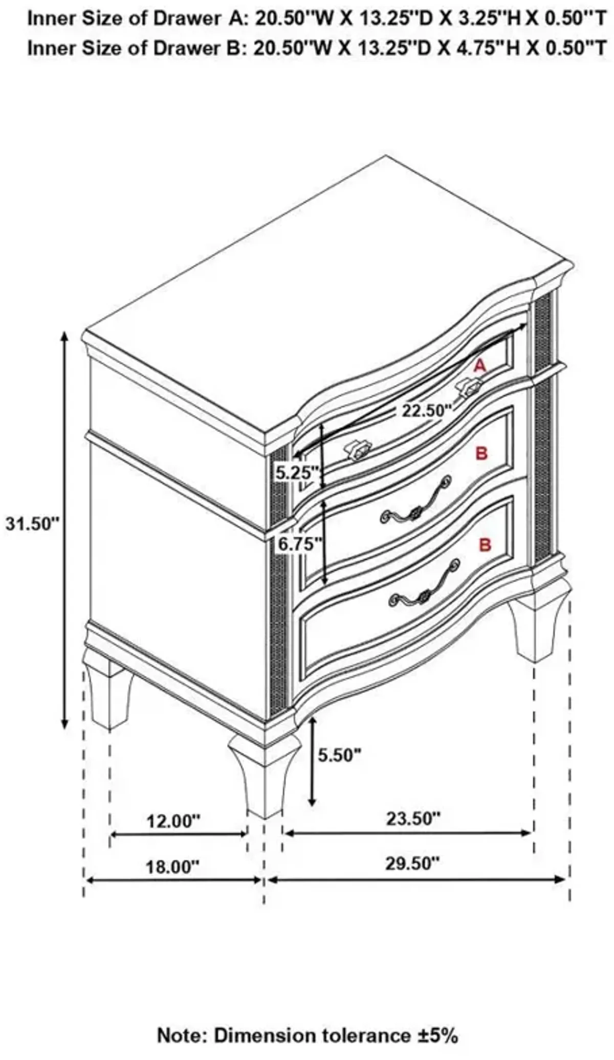 Evangeline - 3-Drawer Nightstand - Silver Oak