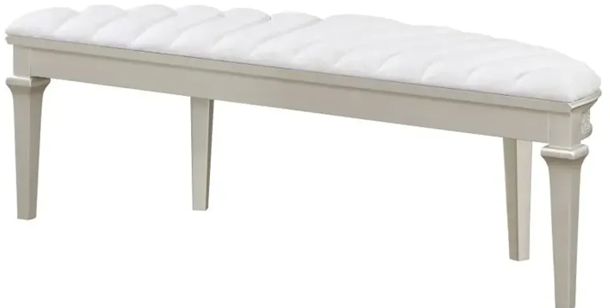 Evangeline - Curved Fabric Upholstered Bench - Silver Oak