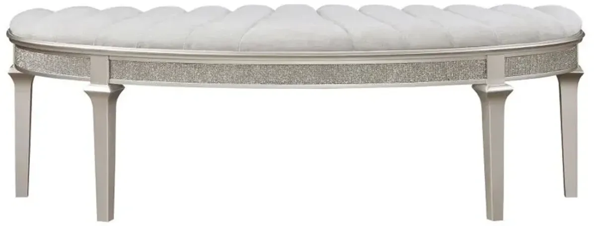 Evangeline - Curved Fabric Upholstered Bench - Silver Oak