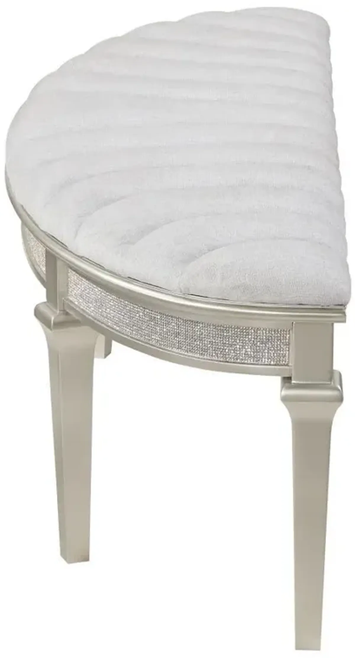 Evangeline - Curved Fabric Upholstered Bench - Silver Oak