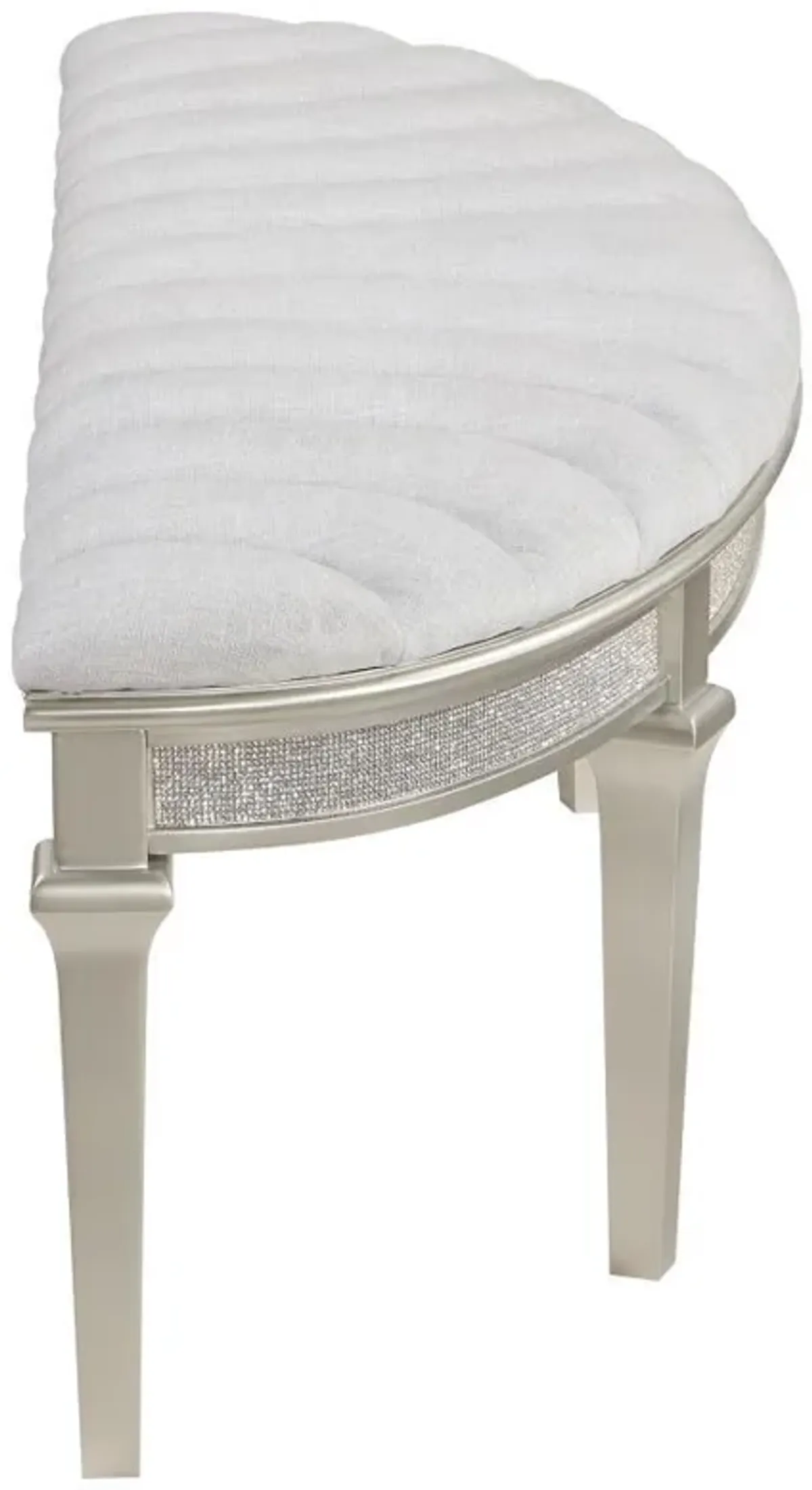 Evangeline - Curved Fabric Upholstered Bench - Silver Oak