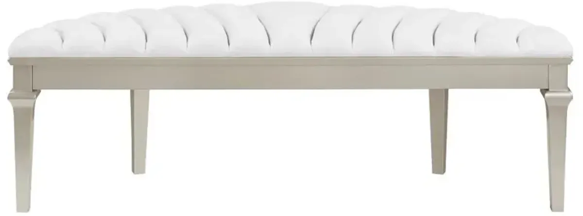 Evangeline - Curved Fabric Upholstered Bench - Silver Oak