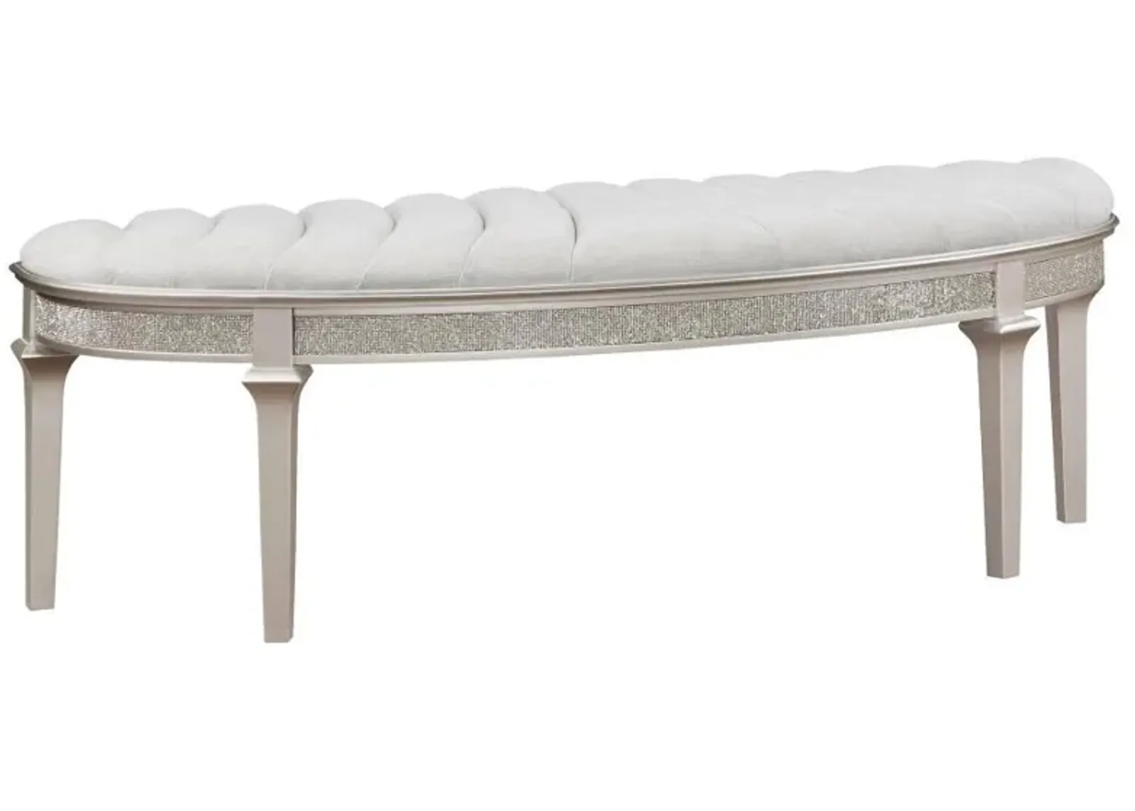 Evangeline - Curved Fabric Upholstered Bench - Silver Oak