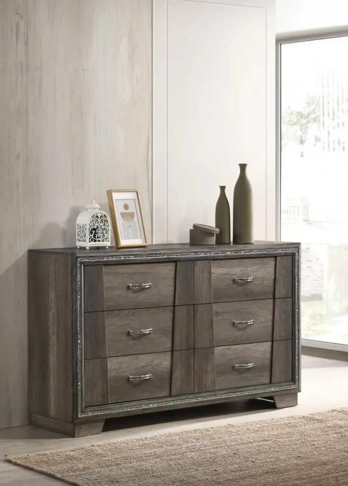 Janine - 6-Drawer Dresser - Gray