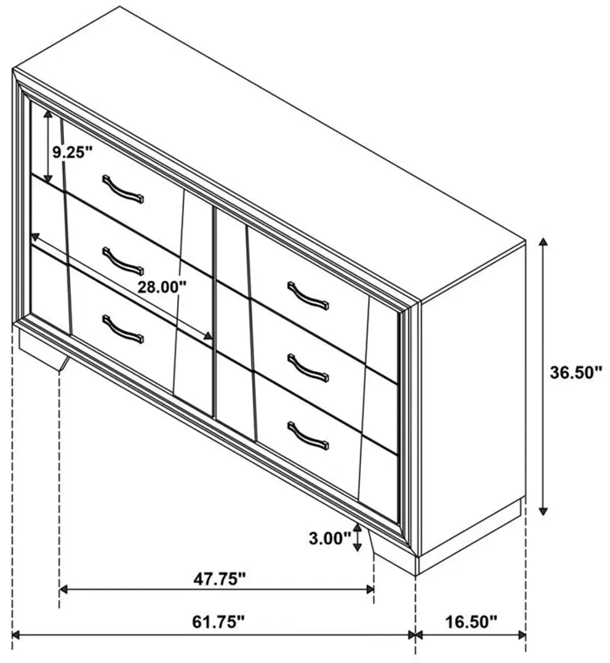 Janine - 6-Drawer Dresser - Gray