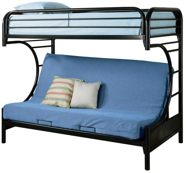 Montgomery - Twin Over Futon Bunk Bed - Glossy Black