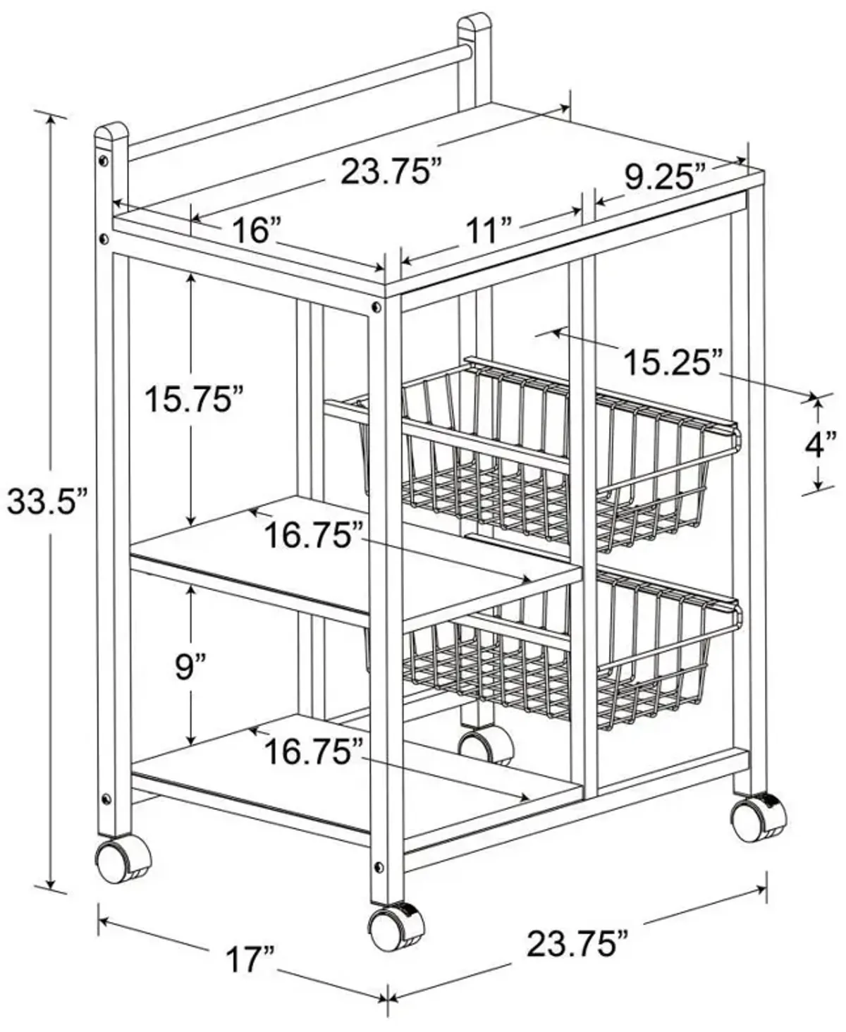 Kelvin - 2-Shelf Mobile Kitchen Cart - Natural Brown And White