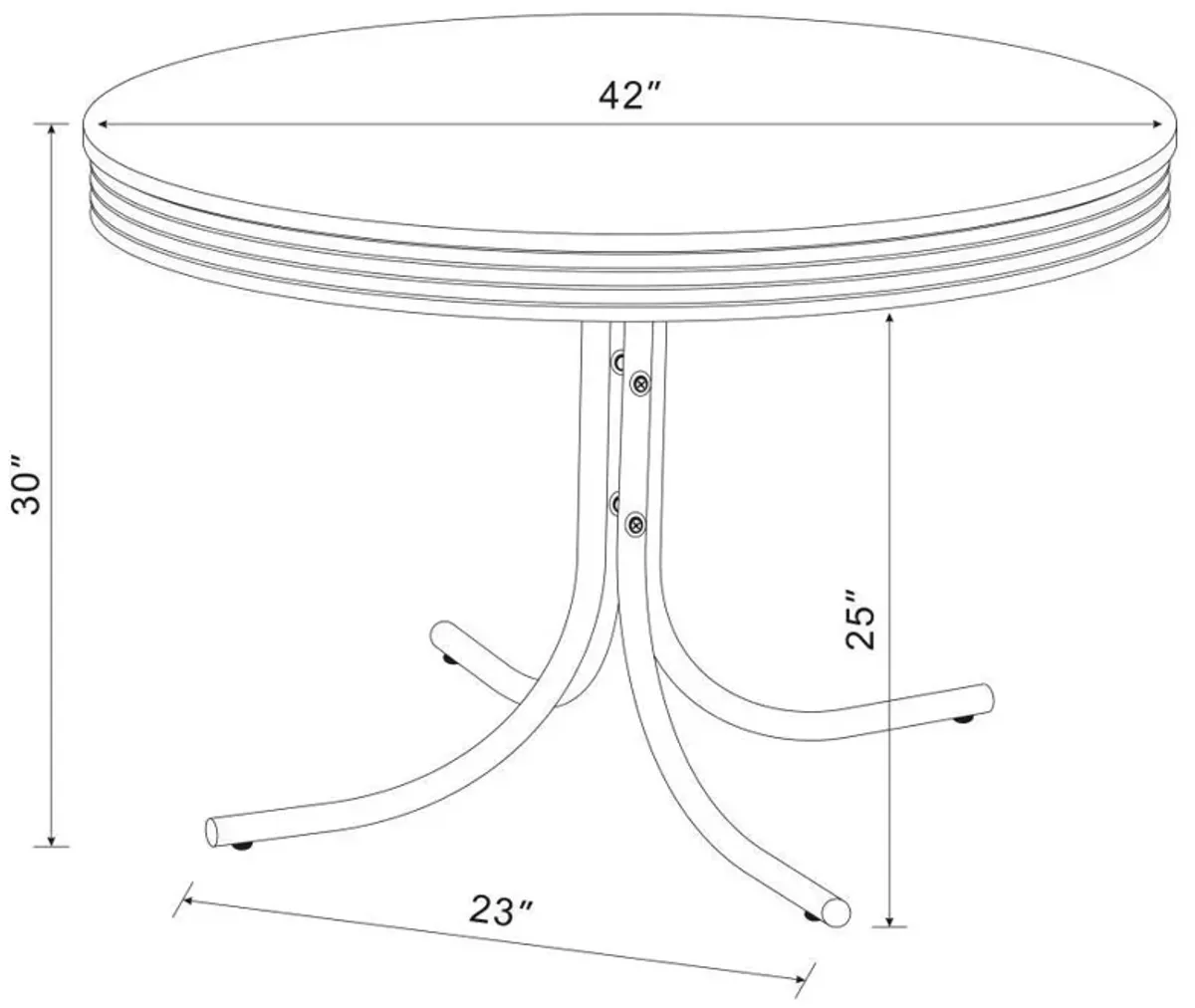 Retro - Round Wood Top Dining Table - White And Chrome