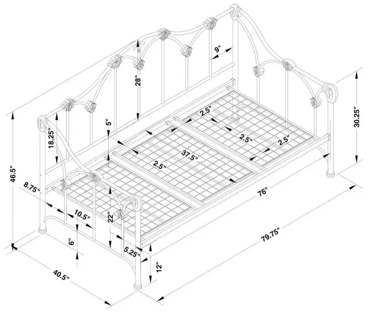 Halladay - Metal Twin Daybed - White