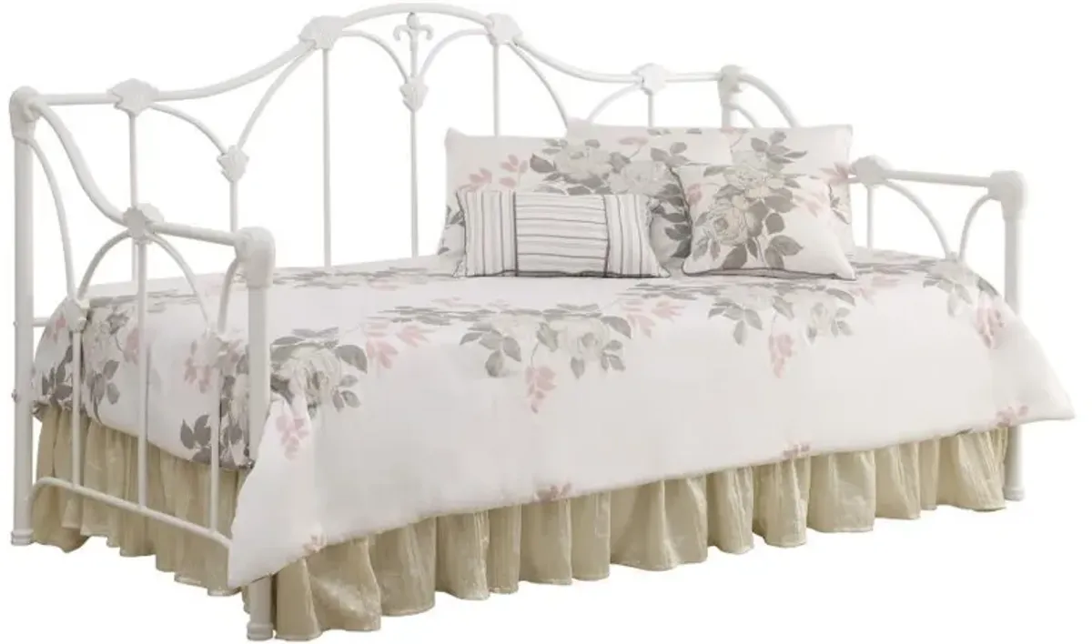 Halladay - Twin Metal Daybed With Floral Frame - White