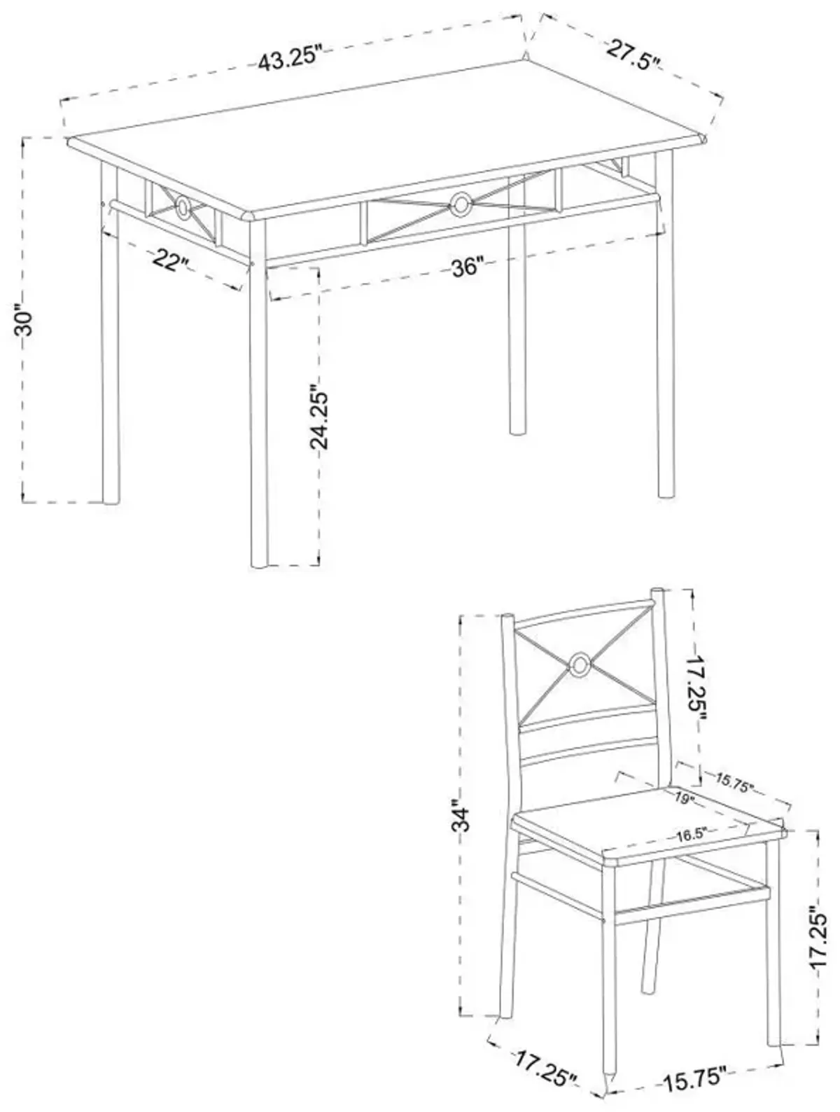 Anna - 5-Piece Rectangular Dining Set