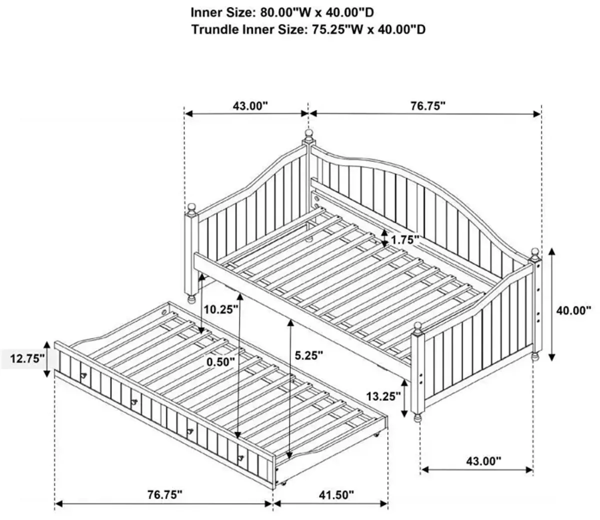 Julie Ann - Arched Back Day Bed With Trundle