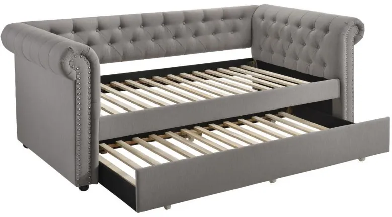 Kepner - Tufted Upholstered Day Bed With Trundle - Gray