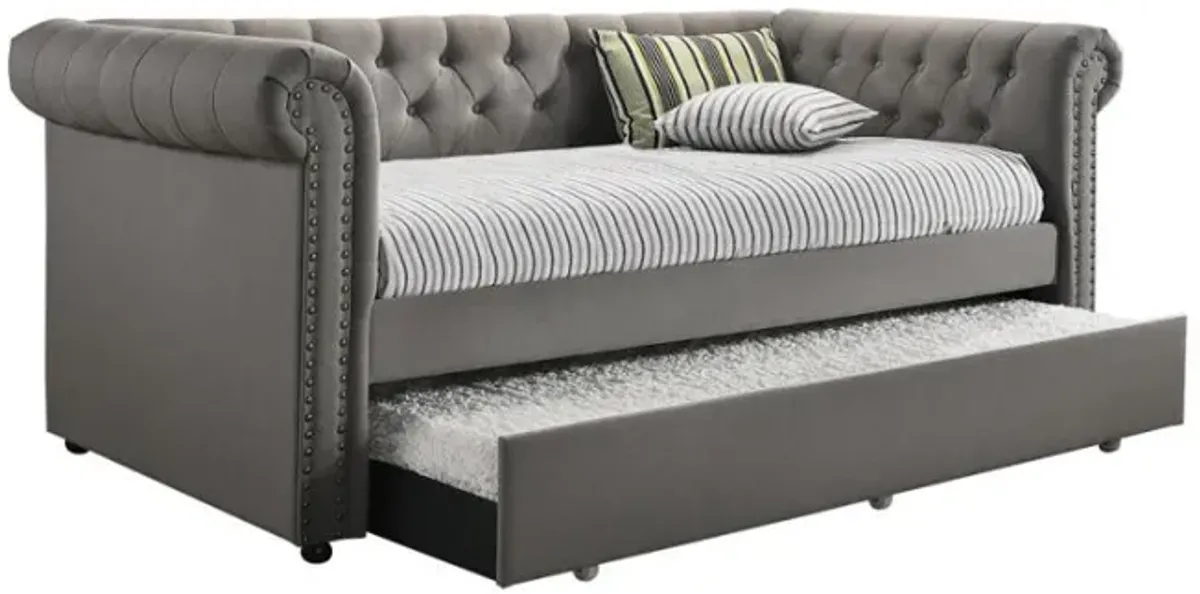 Kepner - Upholstered Twin Daybed With Trundle - Gray