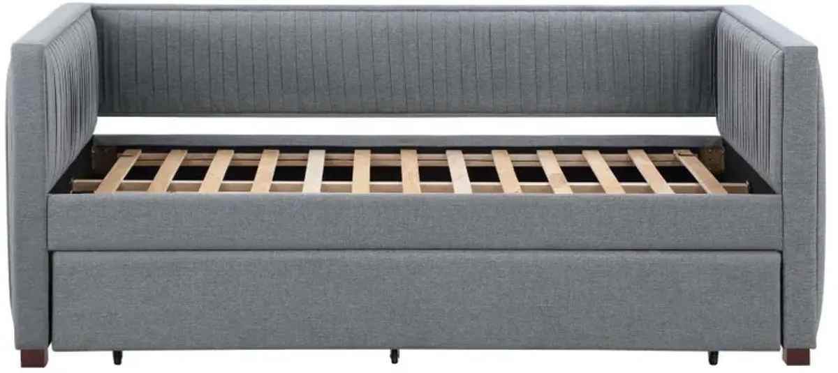 Brodie - Upholstered Twin Daybed With Trundle - Gray