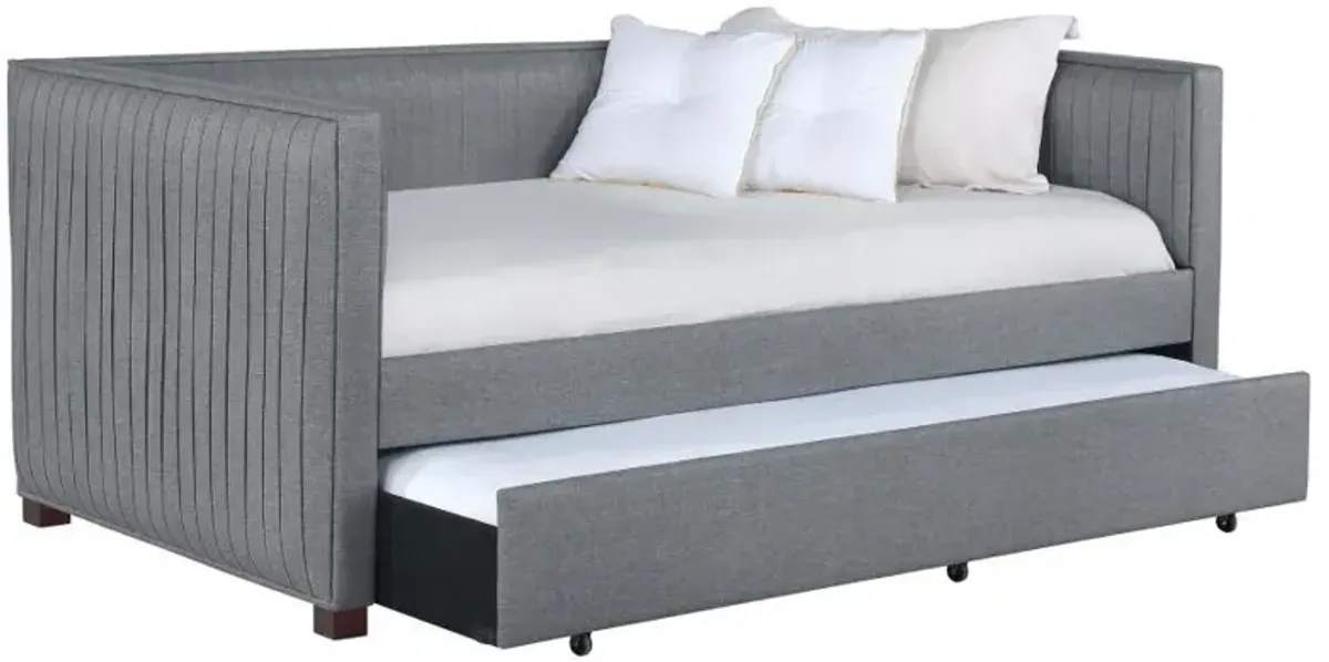 Brodie - Upholstered Twin Daybed With Trundle - Gray