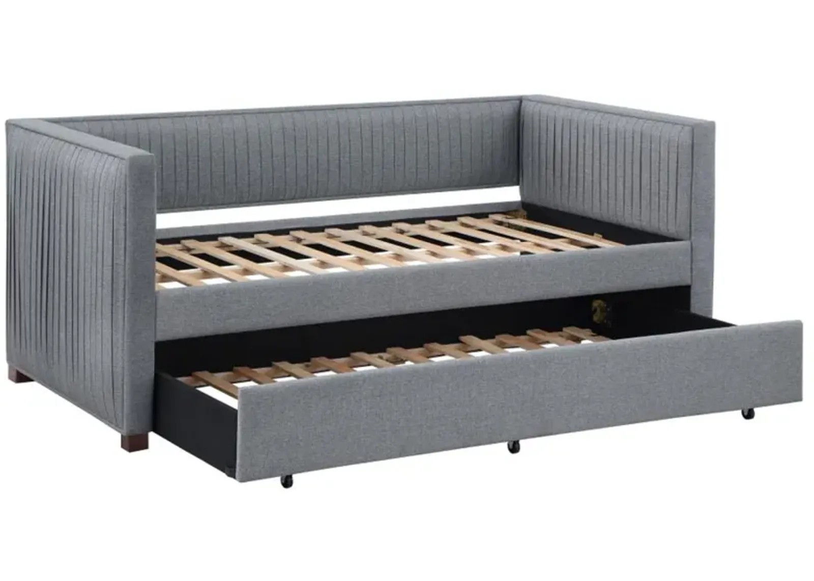 Brodie - Upholstered Twin Daybed With Trundle - Gray