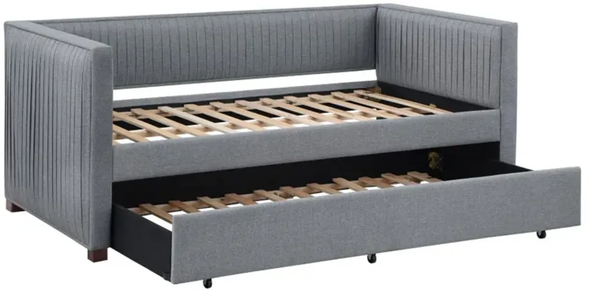 Brodie - Upholstered Twin Daybed With Trundle - Gray