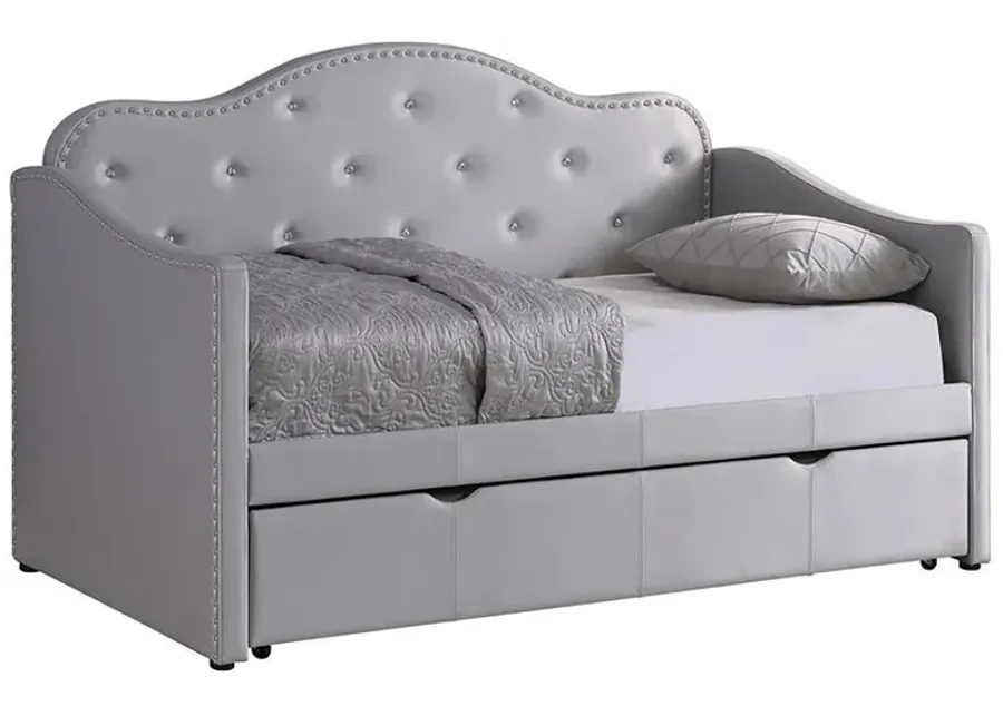 Elmore - Upholstered Twin Daybed With Trundle - Pearlescent Gray