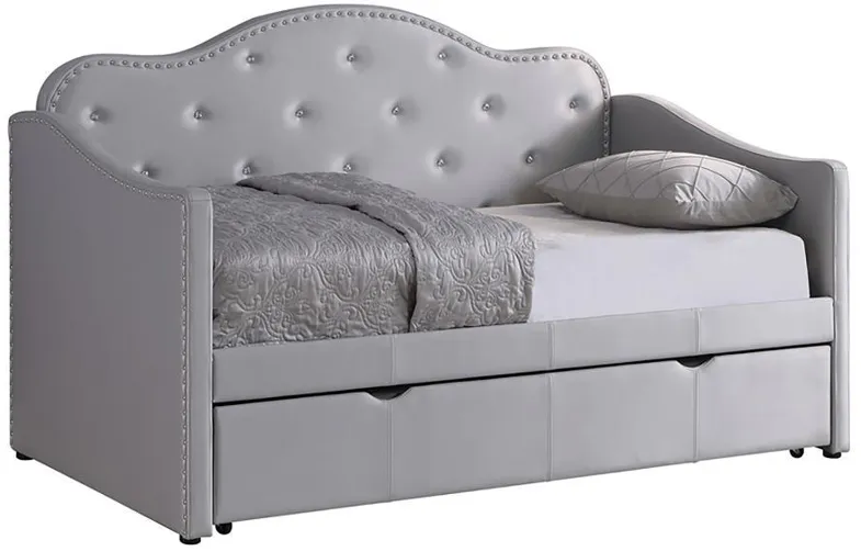 Elmore - Upholstered Twin Daybed With Trundle - Pearlescent Gray