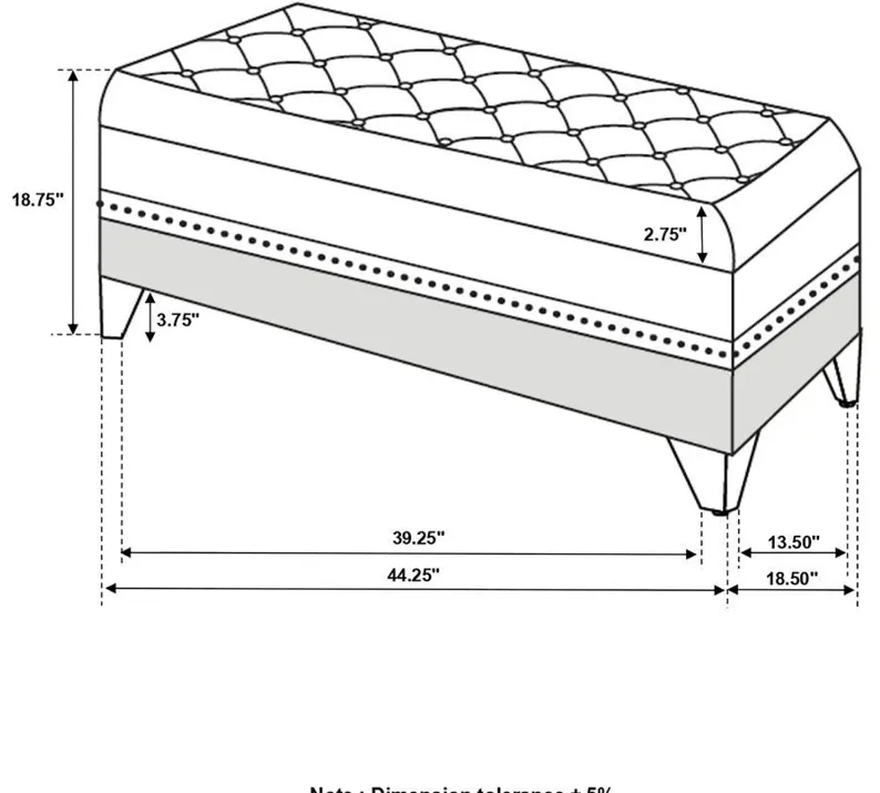 Barzini Tufted Rectangular Trunk With Nailhead Black