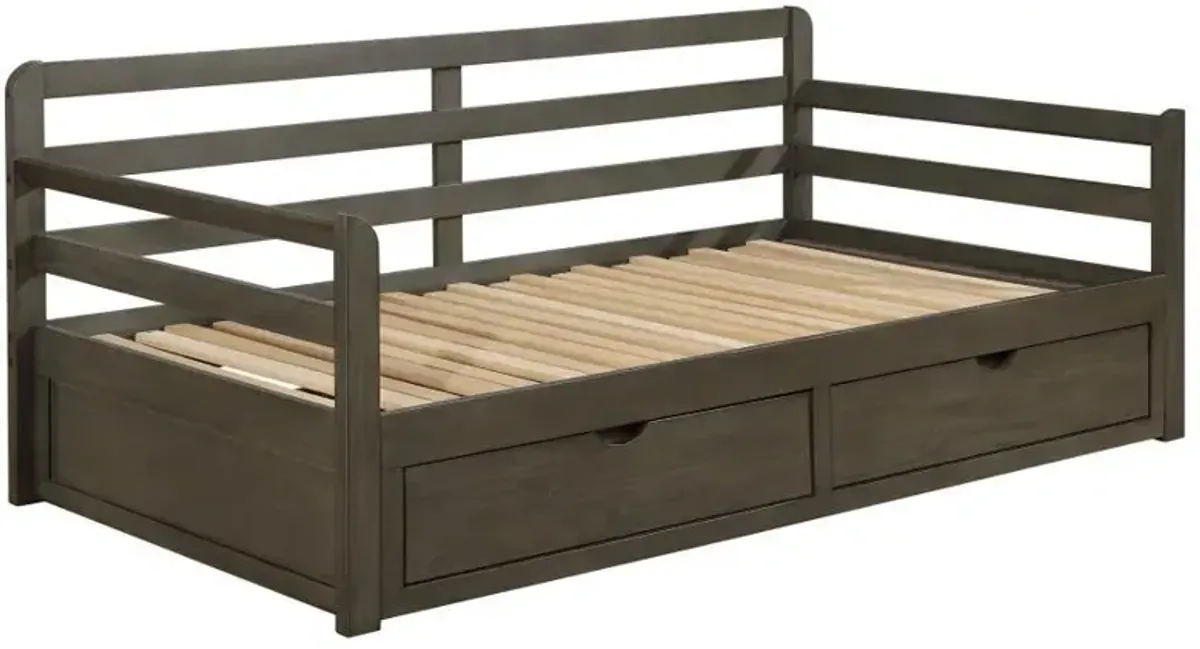 Sorrento - 2-Drawer Twin Long Daybed With Extension Trundle - Gray