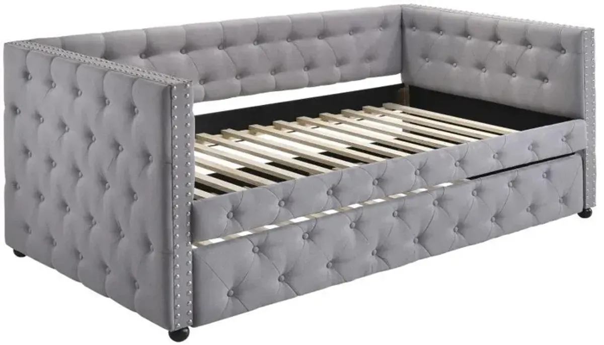 Mockern - Upholstered Twin Daybed With Trundle - Gray