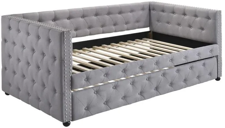 Mockern - Tufted Upholstered Daybed With Trundle - Gray