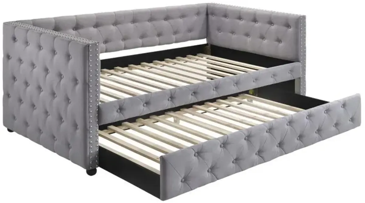 Mockern - Upholstered Twin Daybed With Trundle - Gray